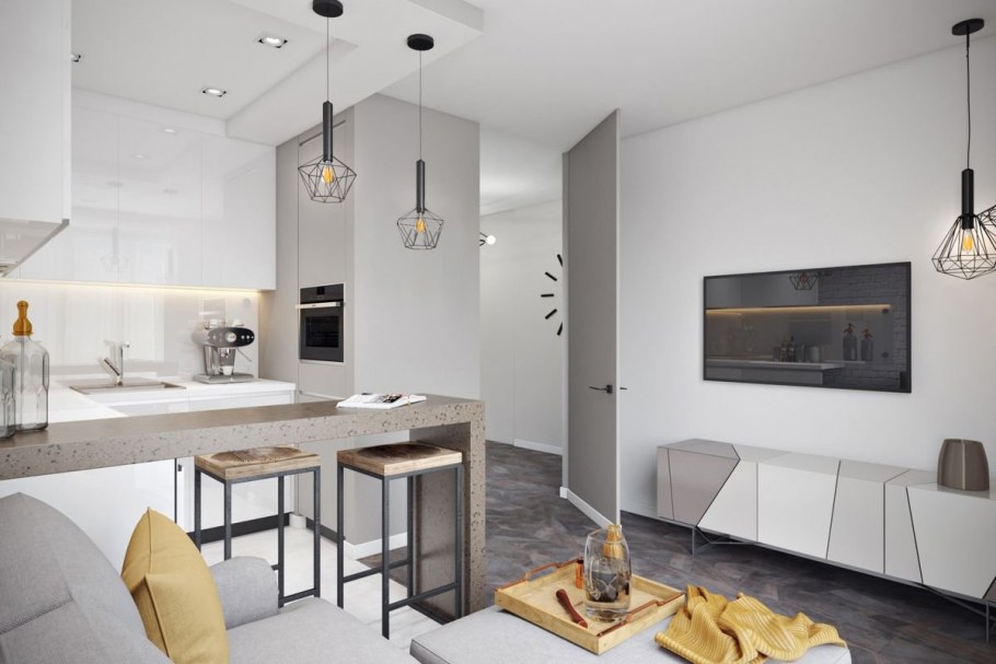 Кухня-гостиная в стиле Минимализм