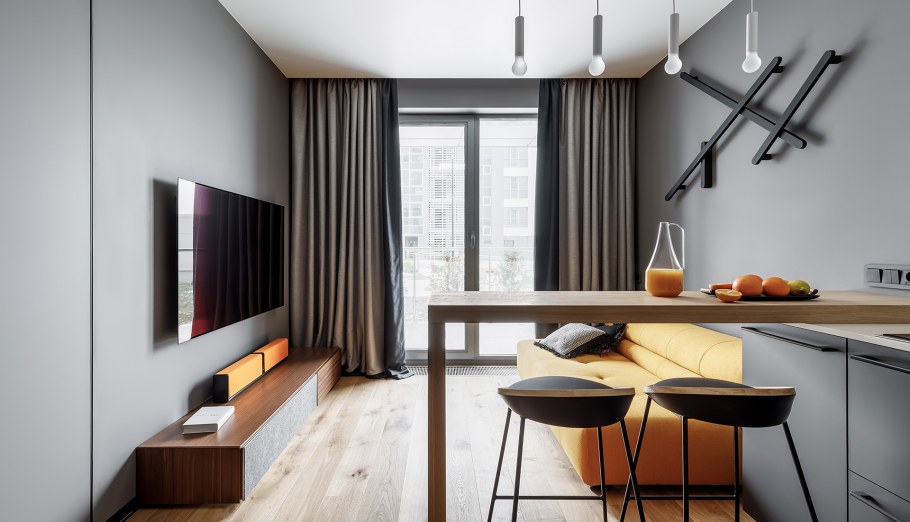 Интерьер студии 32 кв метра