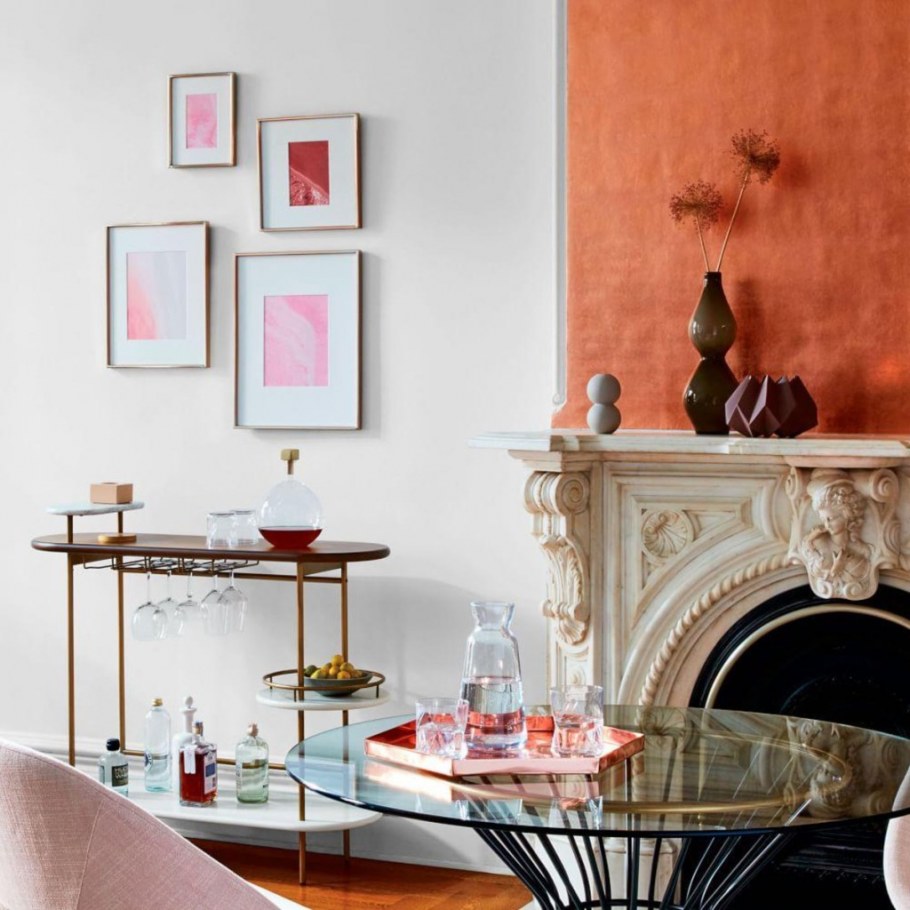 Розовое золото интерьер часы