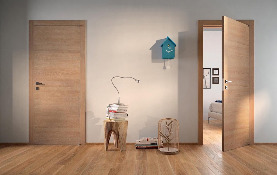 Двери под дерево в интерьере