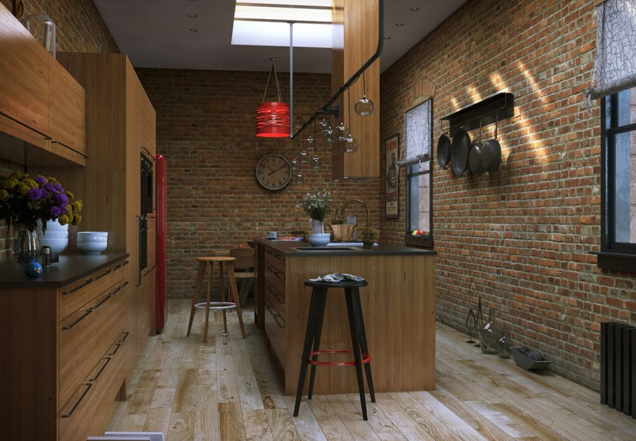 Мини маленькая кухня в стиле лофт