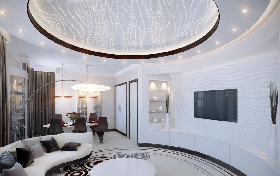 Дизайн закругленной гостиной