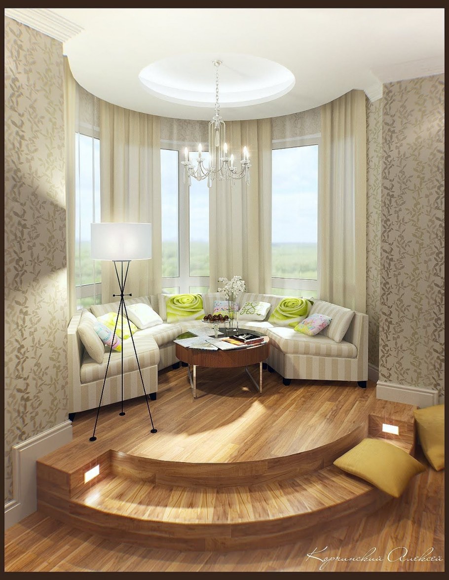 Дизайн закругленной гостиной