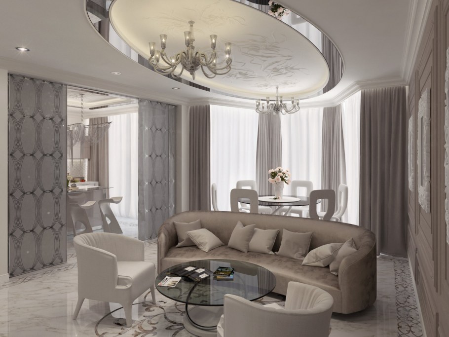 Дизайн закругленной гостиной