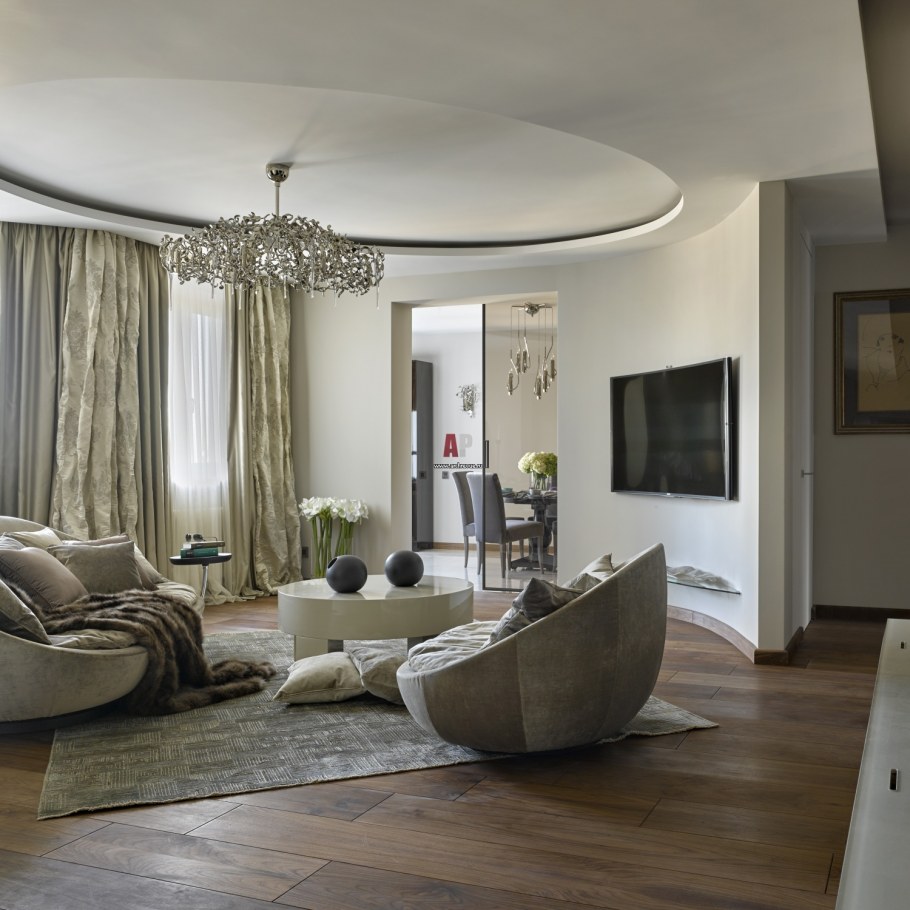 Дизайн закругленной гостиной