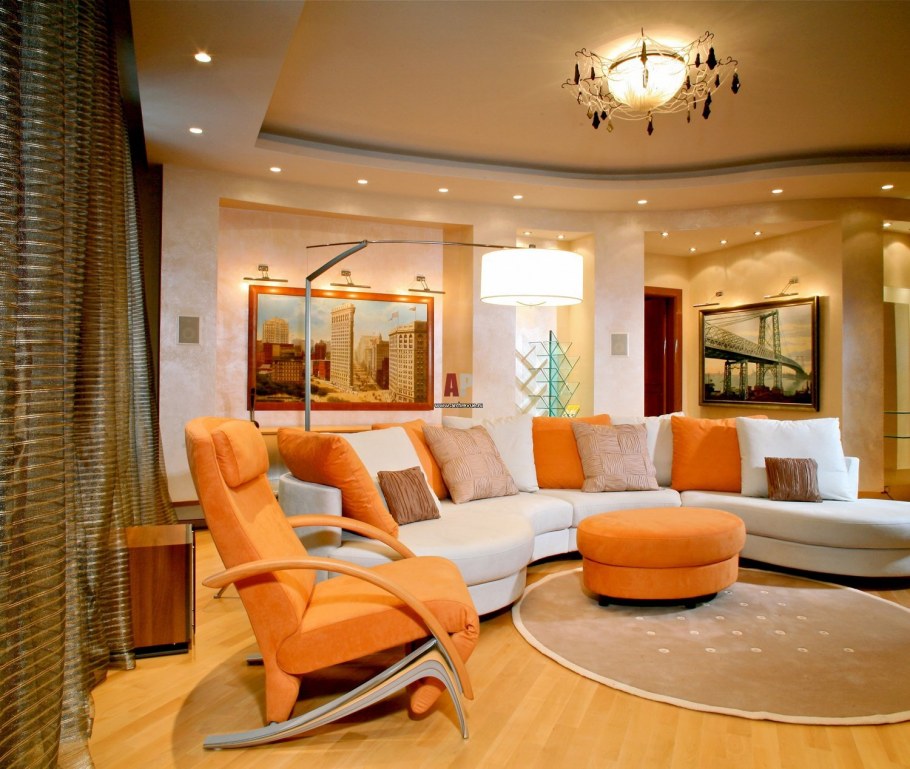 Дизайн закругленной гостиной