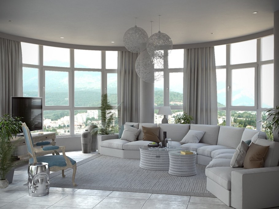 Дизайн закругленной гостиной