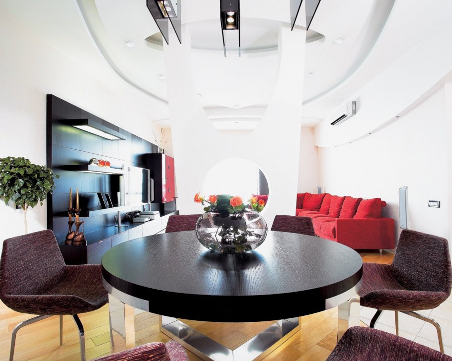 Дизайн закругленной гостиной