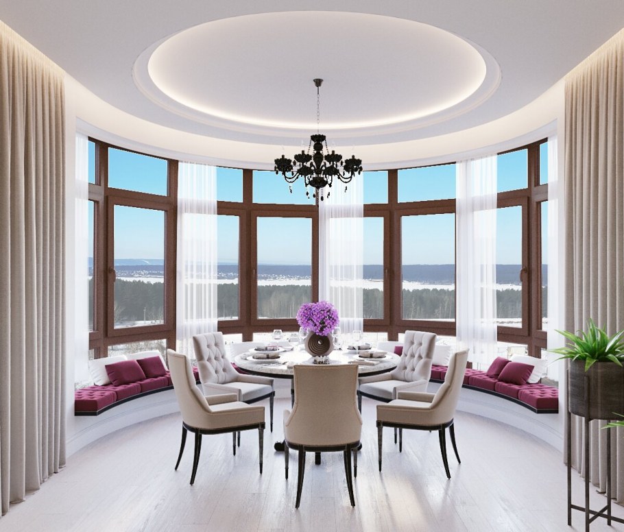 Дизайн закругленной гостиной