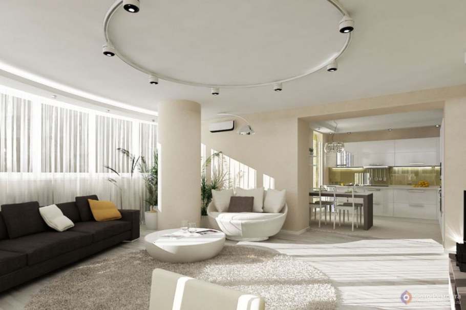 Дизайн закругленной гостиной