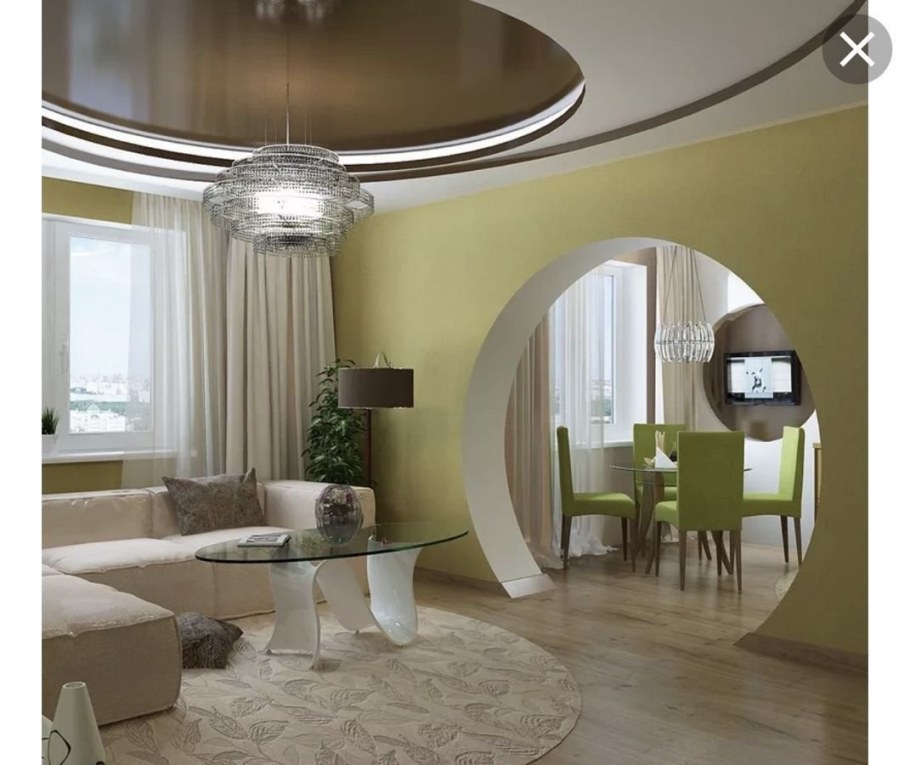 Дизайн закругленной гостиной