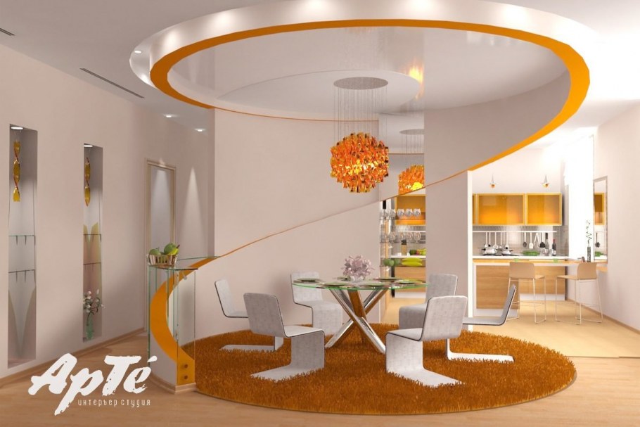 Дизайн закругленной гостиной