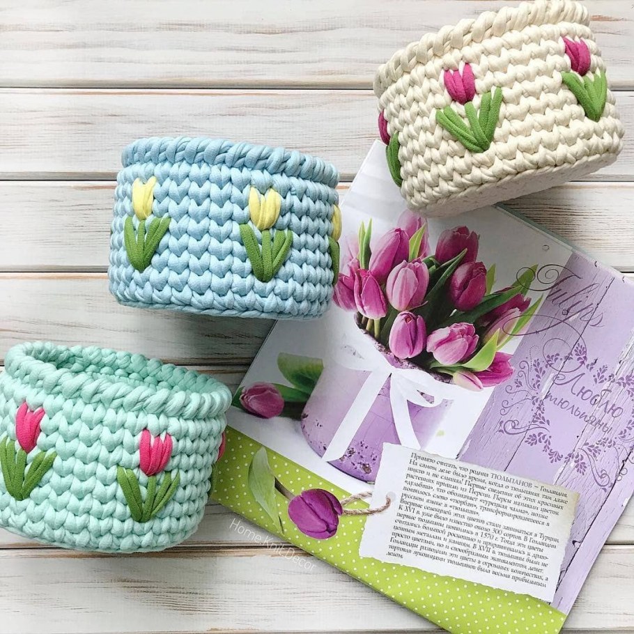 Вязаные корзинки