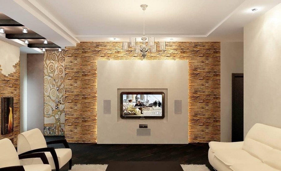 Отделка стен в гостиной