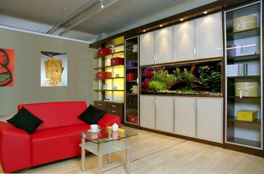Встроенные аквариумы в стену