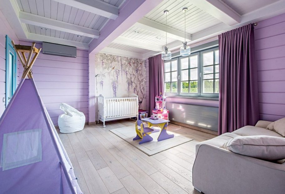 Розовая вагонка в интерьере