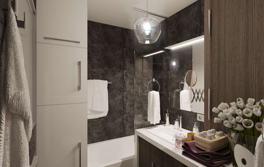 Ванная комната с угловой ванной