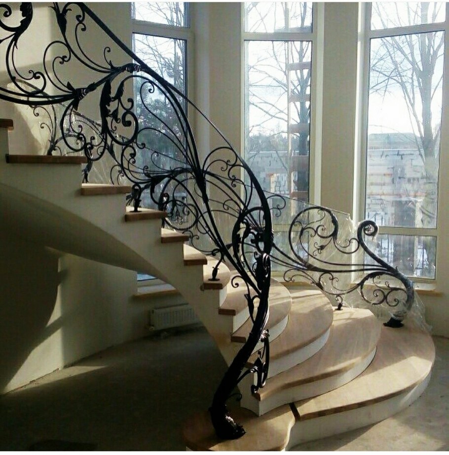 Красивые кованые перила для лестниц