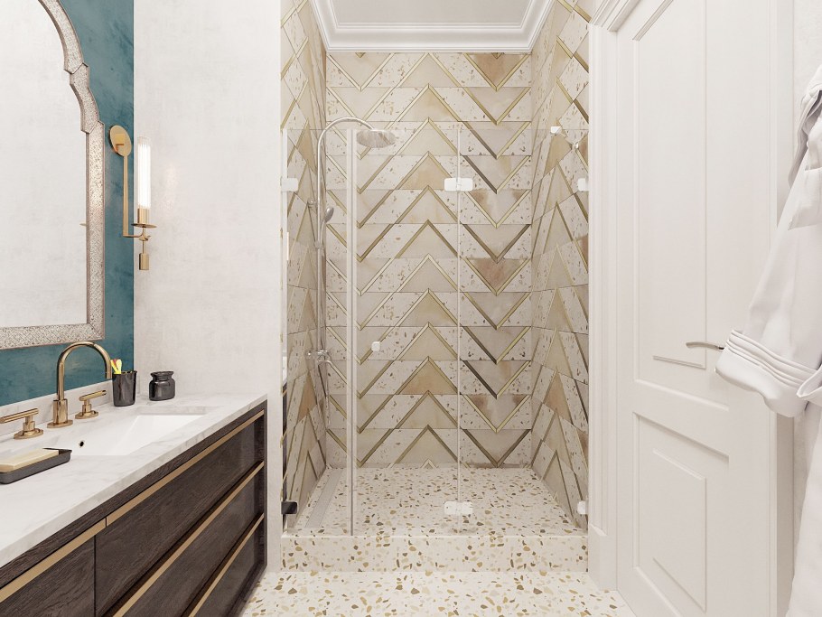 Санузел с плиткой терраццо