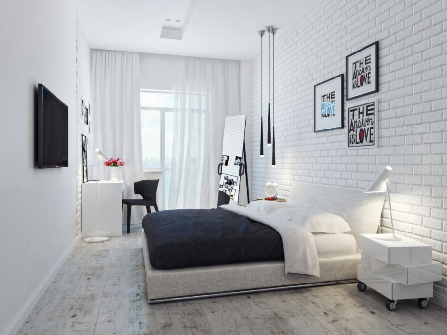 Белый кирпич в интерьере