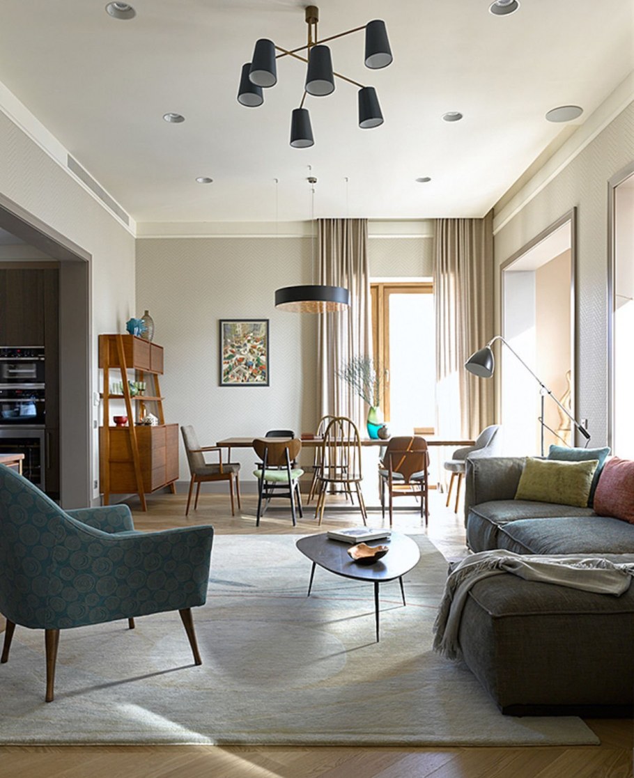 Гостиная в современном стиле окно