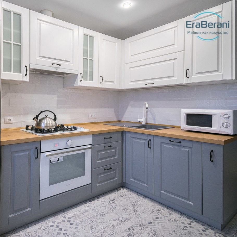 Кухня икеа серый низ белый верх