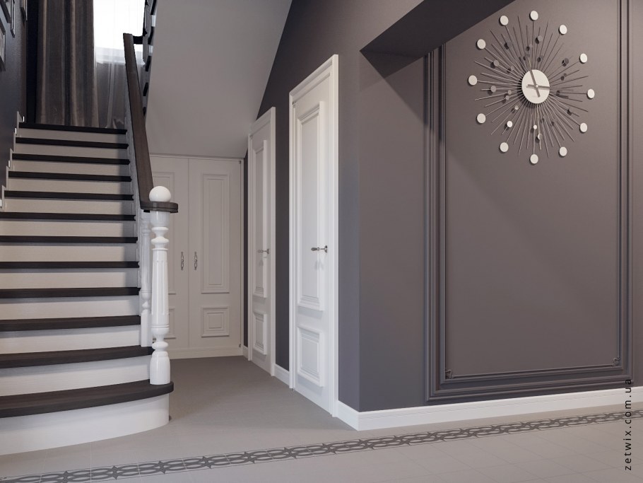 Отделка стен на лестнице