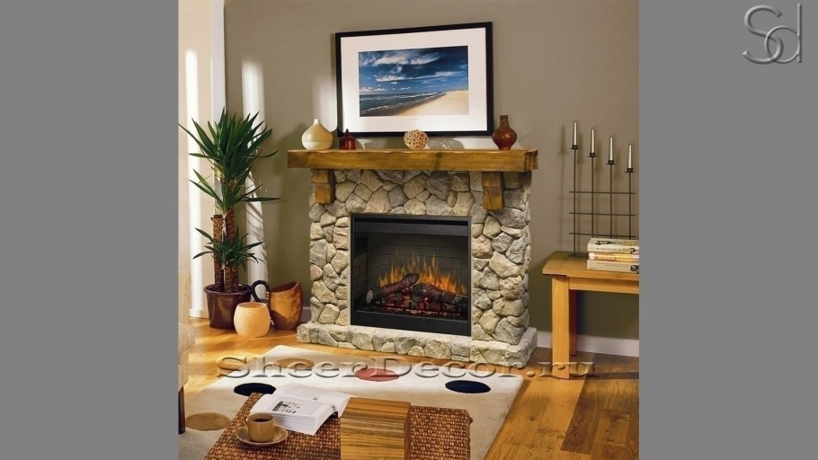 Декоративный камень в интерьере гостиной