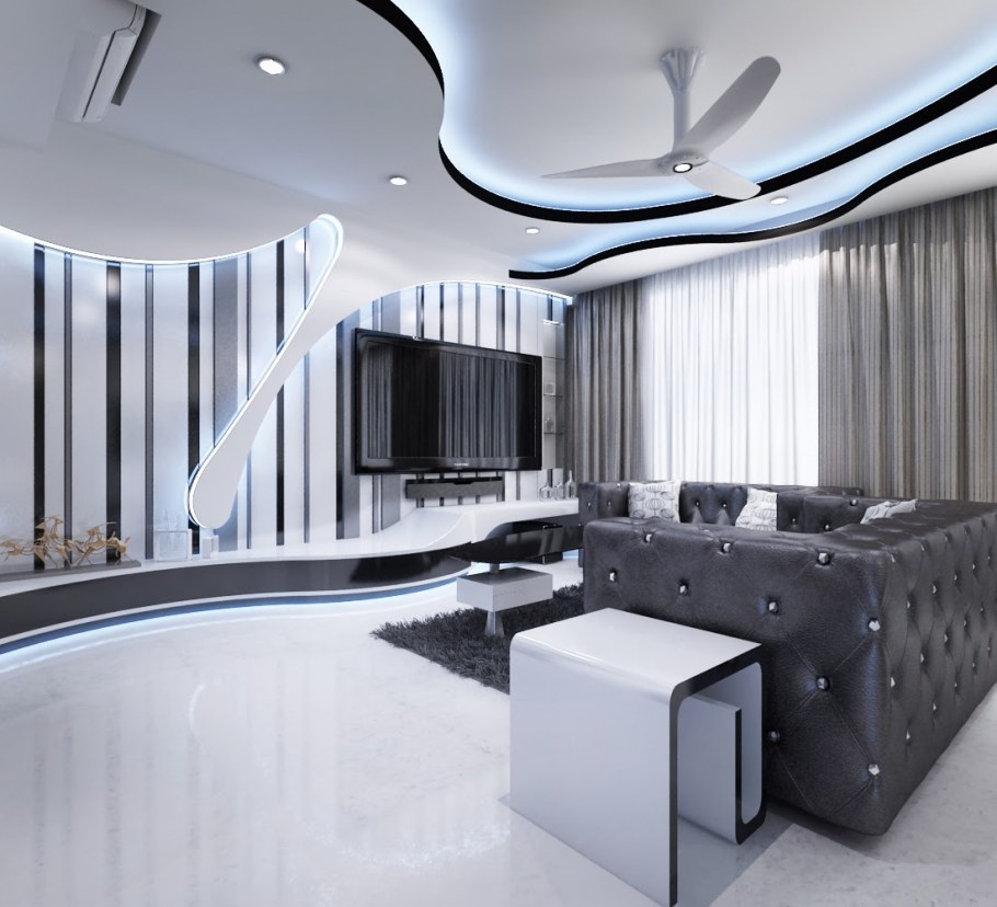 Футуристический стиль для однокомнатной квартиры