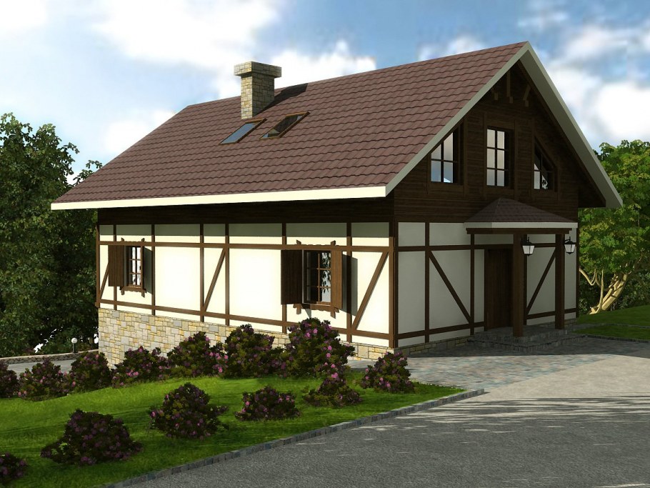 Одноэтажный фахверк фасад