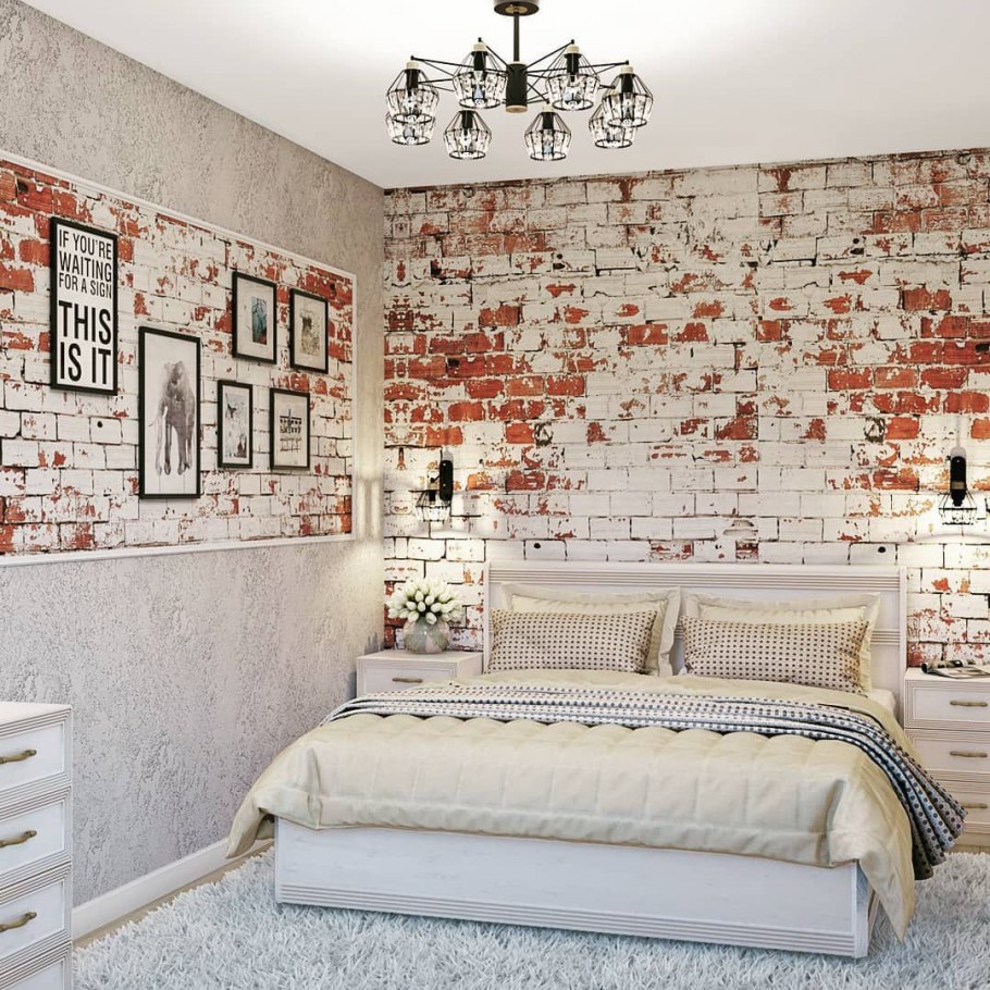 Спальня лофт светлая