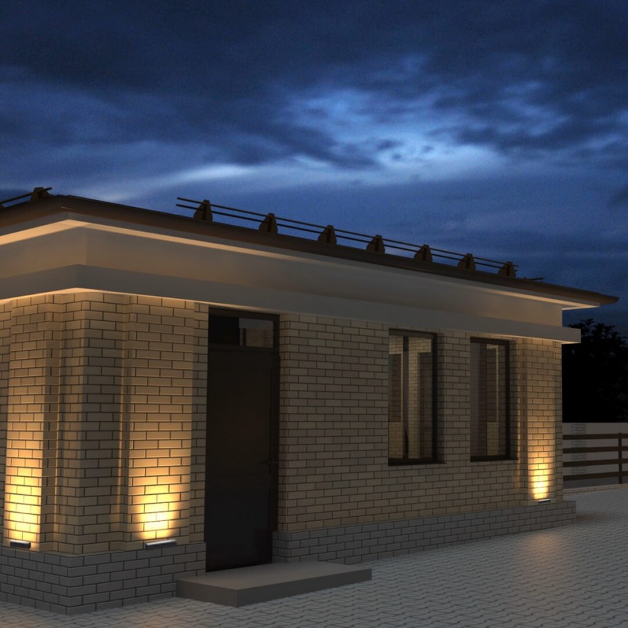 Подсветка фасада коттеджа