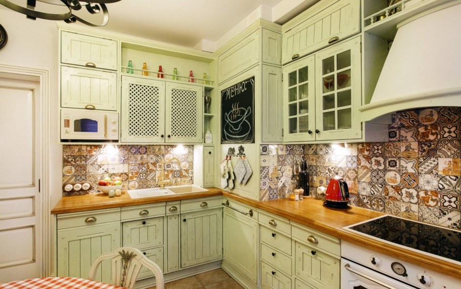 Стеклянный фартук для кухни Прованс