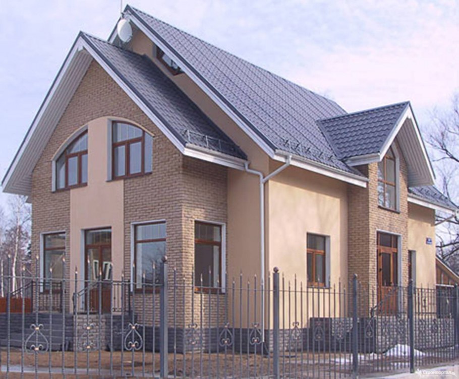 Дом из Старооскольского кирпича слоновая кость