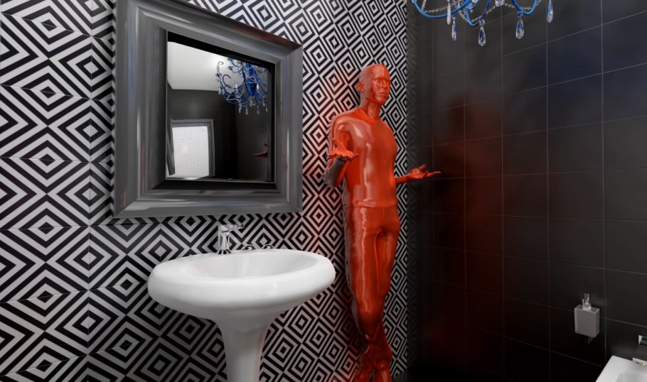 Плитка фристайл черно белая в интерьере ванной