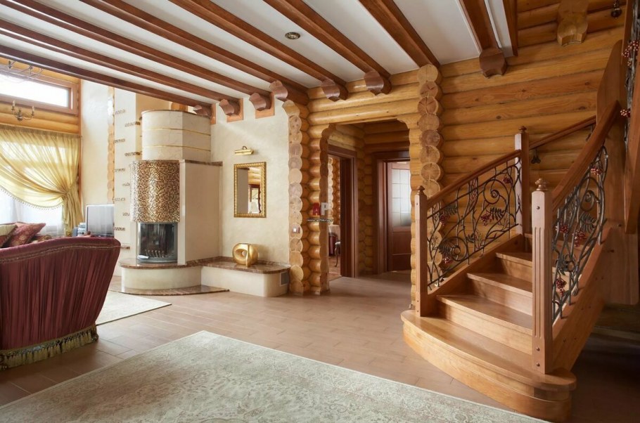 Экостиль бревна интерьер