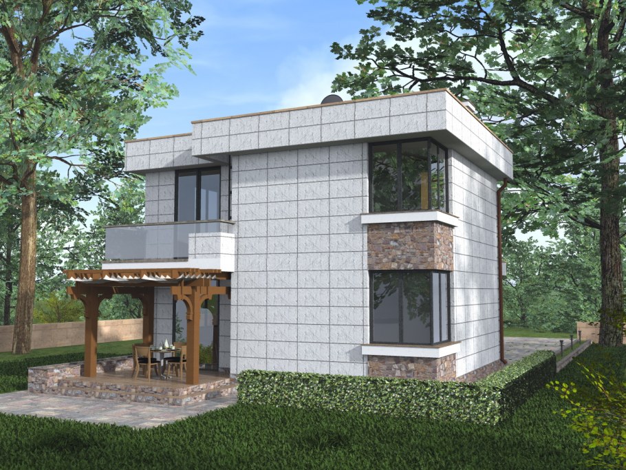 Дом с плоской крышей монолит 170 м