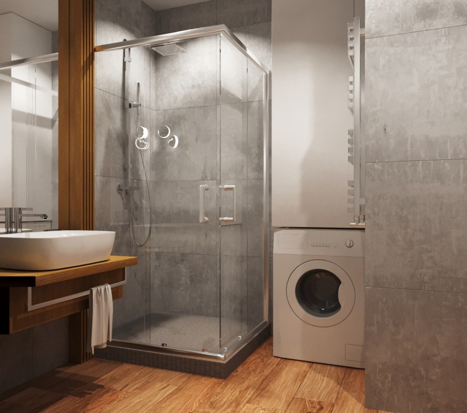 Маленькая ванная с душевой кабиной