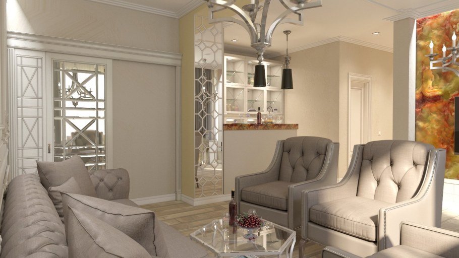 Гостиная с зеркалами