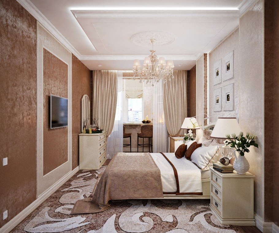 Спальня в кремовых тонах