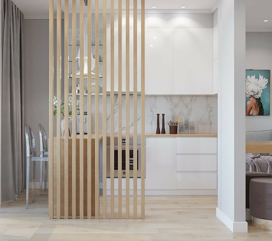 Деревянные рейки в интерьере