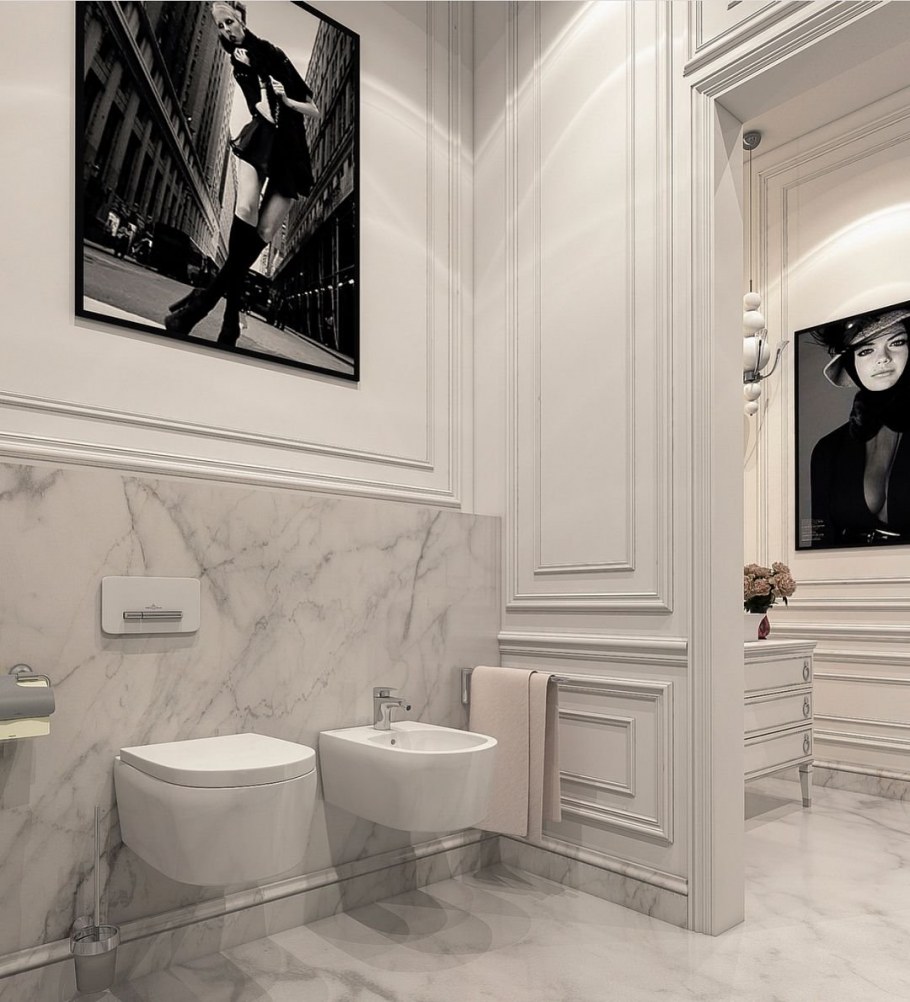 Современная душевая в классическом стиле