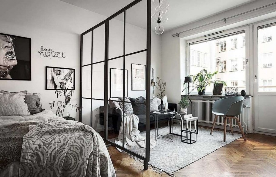 Спальня-гостиная в скандинавском стиле