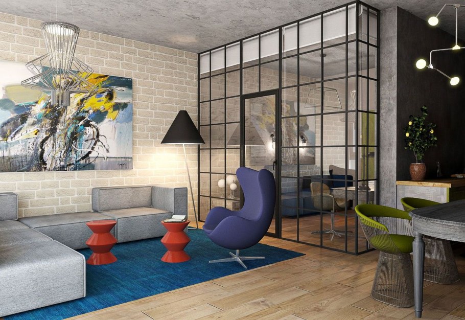 Стеклоблоки в стиле лофт