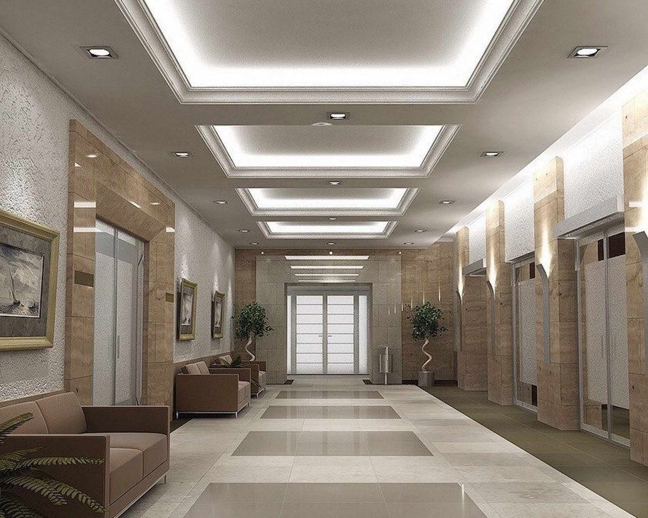 Подвесные потолки в холле