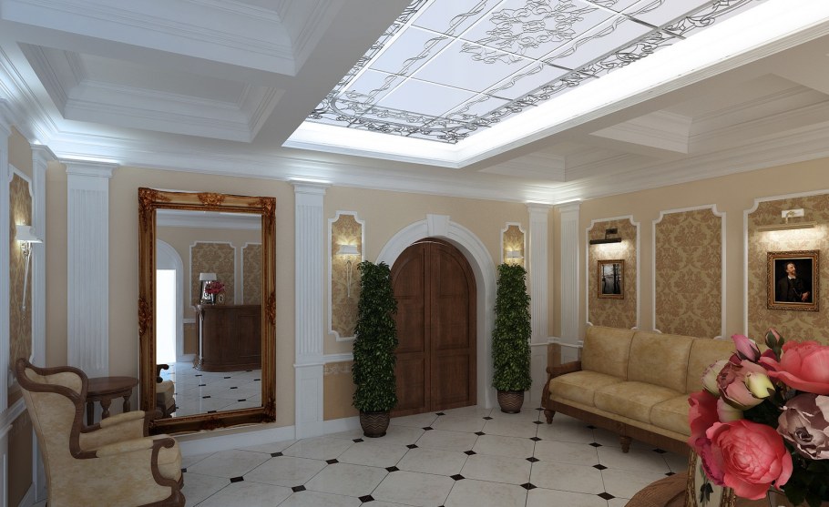 Подвесные потолки в холле