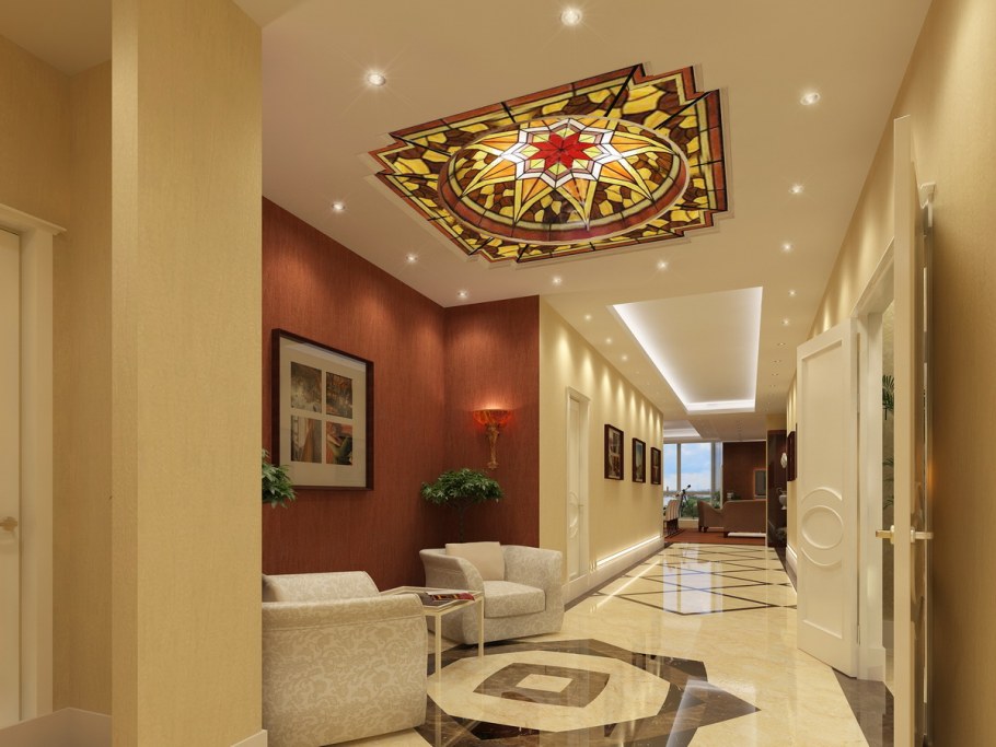 Натяжные потолки в холле