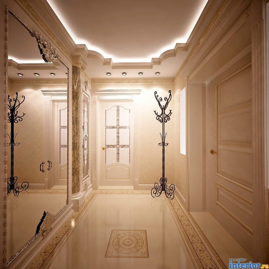 Потолок из гипсокартона в прихожке