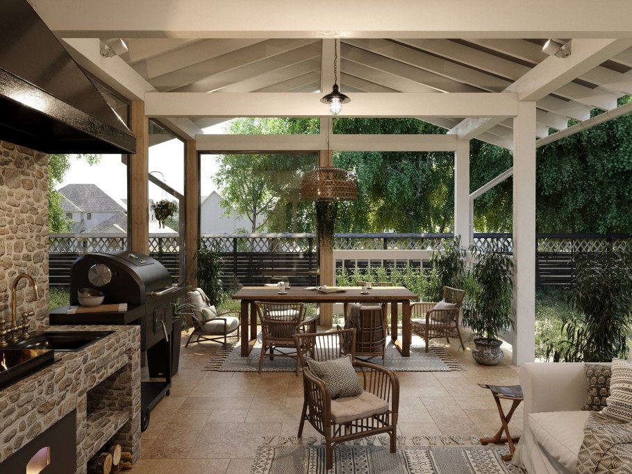 Зона барбекю на веранде