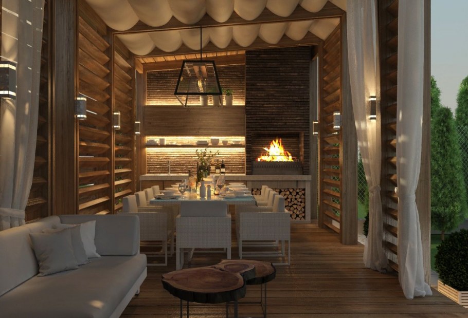 Современные террасы с барбекю